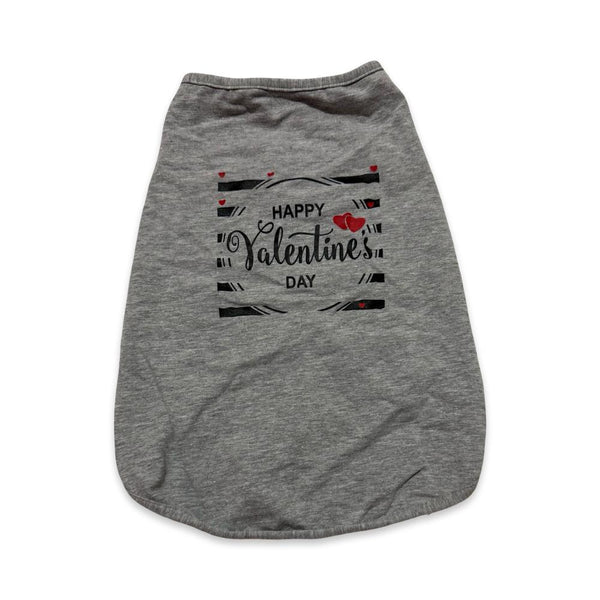 PLAYERA PARA PERRO GRIS CON DISEÑO HAPPY VALENTINES