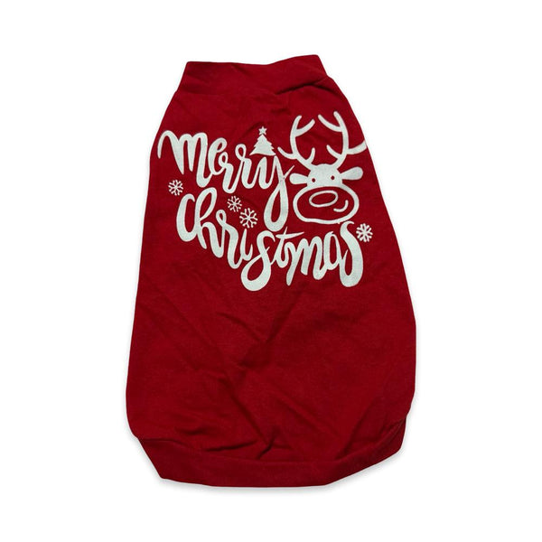PLAYERA PARA PERRO ROJA CON DISEÑO MERRY CHRISTMAS