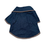 CAMISA PARA PERRO AZUL CON BORDES DE CUADROS