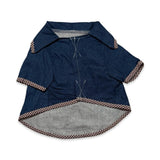 CAMISA PARA PERRO AZUL CON BORDES DE CUADROS