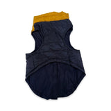 CHAMARRA PARA PERRO AZUL MARINO CON AMARILLO MOSTAZA CON VELCRO