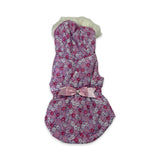 CHAMARRA PARA PERRO ROSA CON FLORES CON MOÑO Y GORRO