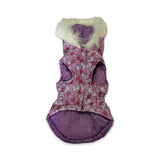CHAMARRA PARA PERRO ROSA CON FLORES CON MOÑO Y GORRO