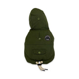 CHAMARRA PARA PERRO VERDE MILITAR CON GORRO Y VELCRO