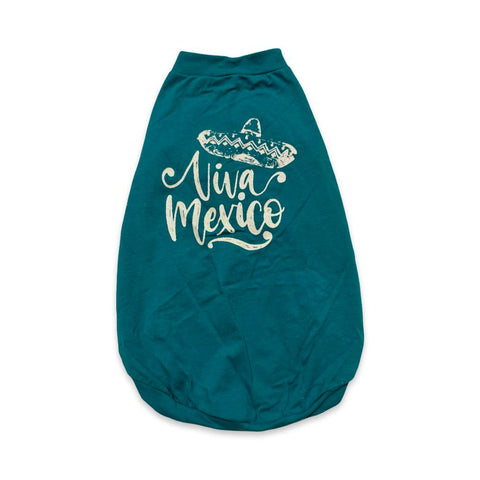 PLAYERA PARA PERRO AZUL CON DISEÑO VIVA MEXICO
