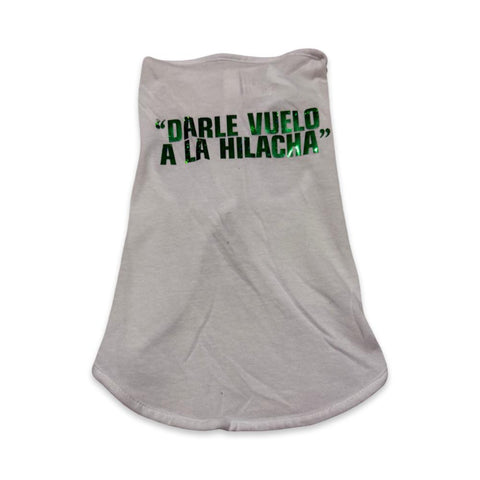 PLAYERA PARA PERRO BLANCA CON DISEÑO VUELO A LA HILACHA
