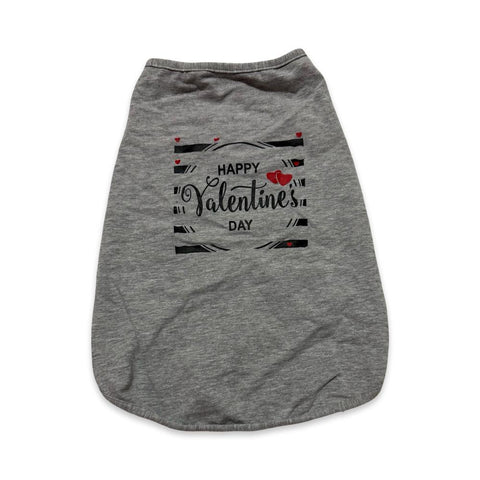 PLAYERA PARA PERRO GRIS CON DISEÑO HAPPY VALENTINES