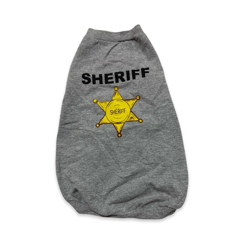 PLAYERA PARA PERRO GRIS CON DISEÑO SHERIFF