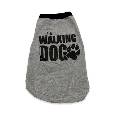 PLAYERA PARA PERRO GRIS CON FILO NEGRO WALKING DOG