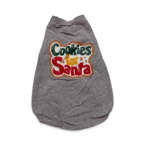 PLAYERA PARA PERRO GRIS COOKIES FOR SANTA