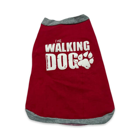 PLAYERA PARA PERRO ROSA CON FILO GRIS WALKING DOG