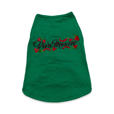 PLAYERA PARA PERRO VERDE DISEÑO VIVA MEXICO